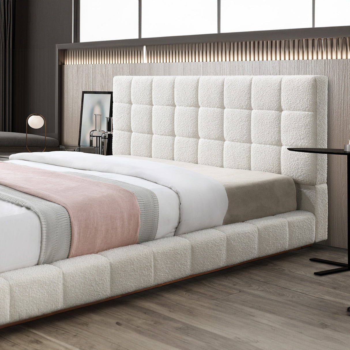 Hudson Ivory Boucle King Bed from Ashcroft Furniture - Luna Furniture