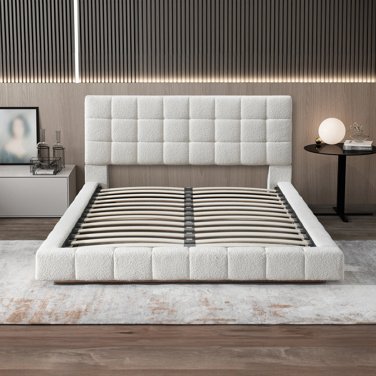 Hudson Ivory Boucle King Bed from Ashcroft Furniture - Luna Furniture