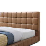 Hudson Tan Vegan Leather Upholstered King Platform Bed from Ashcroft Furniture - Luna Furniture