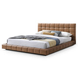 Hudson Tan Vegan Leather Upholstered King Platform Bed from Ashcroft Furniture - Luna Furniture