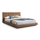 Hudson Tan Vegan Leather Upholstered Queen Platform Bed from Ashcroft Furniture - Luna Furniture