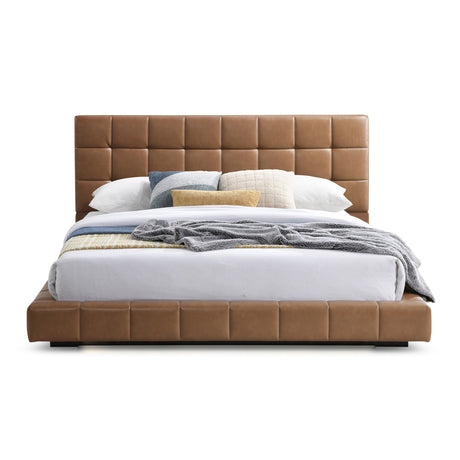 Hudson Tan Vegan Leather Upholstered Queen Platform Bed from Ashcroft Furniture - Luna Furniture