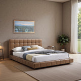 Hudson Tan Vegan Leather Upholstered Queen Platform Bed from Ashcroft Furniture - Luna Furniture