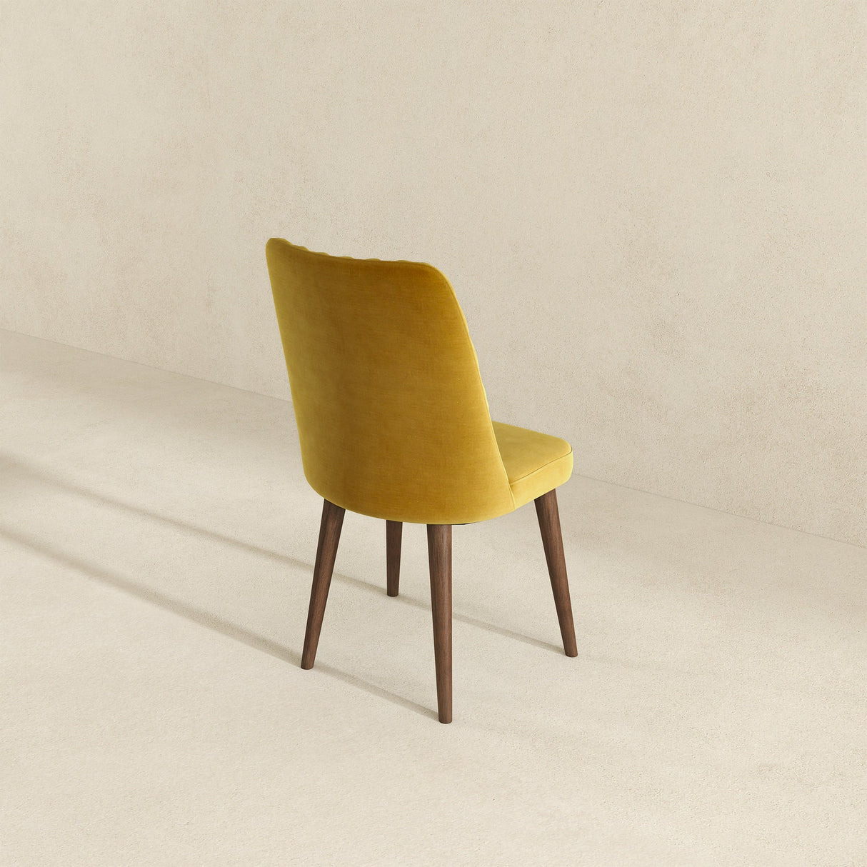Katie Mid-Century Modern Velvet Dining Chair (Set of 2) Dark Yellow from Ashcroft Furniture - Luna Furniture