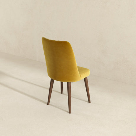 Katie Mid-Century Modern Velvet Dining Chair (Set of 2) Dark Yellow from Ashcroft Furniture - Luna Furniture