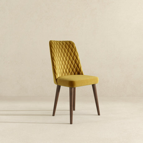 Katie Mid-Century Modern Velvet Dining Chair (Set of 2) Dark Yellow from Ashcroft Furniture - Luna Furniture