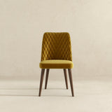 Katie Mid-Century Modern Velvet Dining Chair (Set of 2) Dark Yellow from Ashcroft Furniture - Luna Furniture