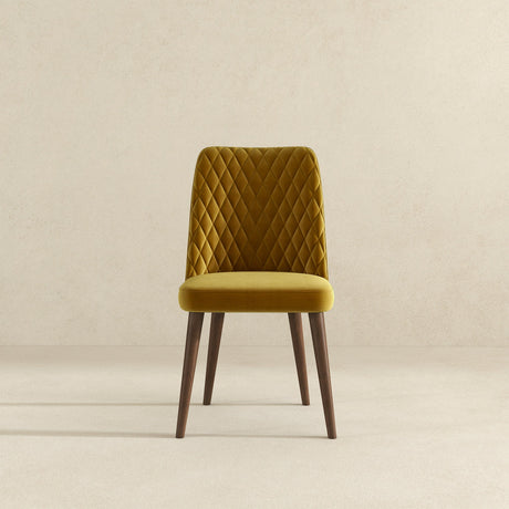 Katie Mid-Century Modern Velvet Dining Chair (Set of 2) Dark Yellow from Ashcroft Furniture - Luna Furniture