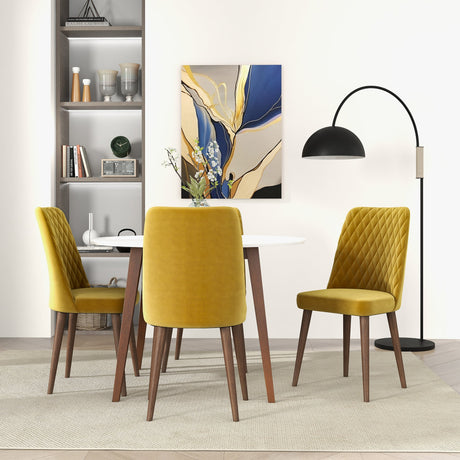 Katie Mid-Century Modern Velvet Dining Chair (Set of 2) Dark Yellow from Ashcroft Furniture - Luna Furniture