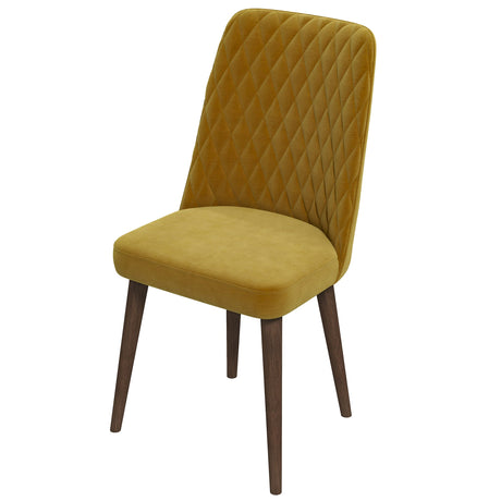 Katie Mid-Century Modern Velvet Dining Chair (Set of 2) Dark Yellow from Ashcroft Furniture - Luna Furniture