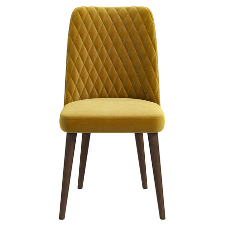 Katie Mid-Century Modern Velvet Dining Chair (Set of 2) Dark Yellow from Ashcroft Furniture - Luna Furniture