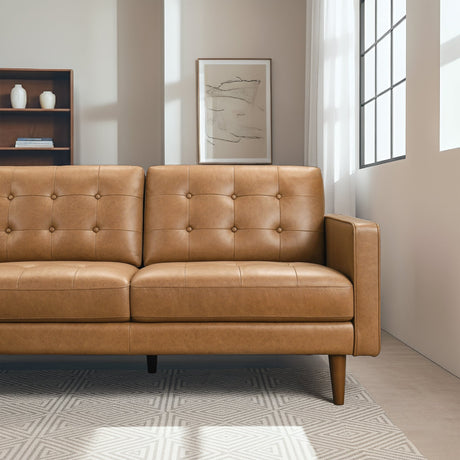 Lucco Genuine Tan Leather Left-Facing Sectional Sofa from Ashcroft Furniture - Luna Furniture