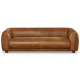 Mila Mid-Century Modern Brown Genuine Leather Sofa from Ashcroft Furniture - Luna Furniture