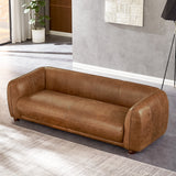 Mila Mid-Century Modern Brown Genuine Leather Sofa from Ashcroft Furniture - Luna Furniture