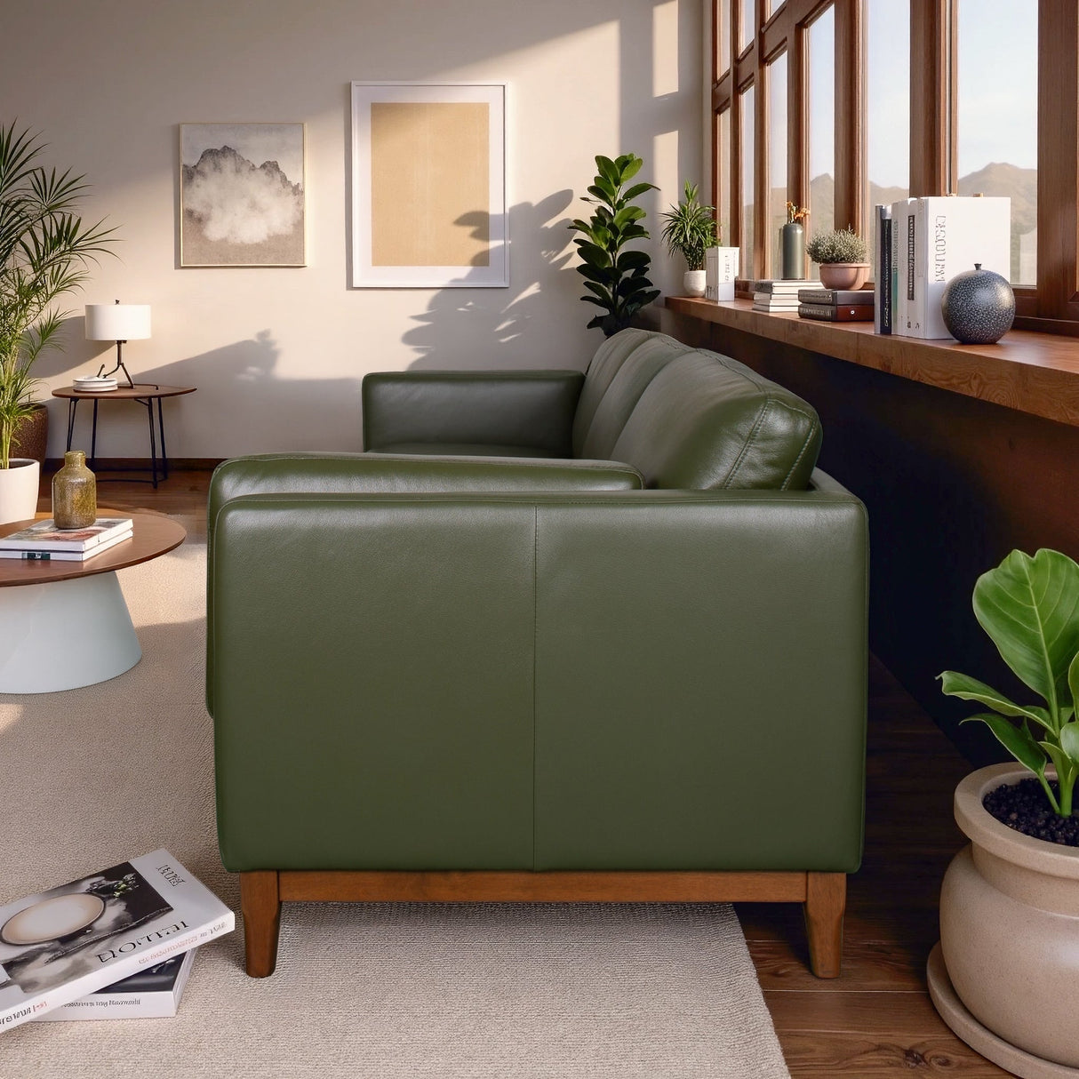 Raleigh Sustainable FSC Wood 3-Seater Top Grain Leather Sofa from Ashcroft Furniture - Luna Furniture