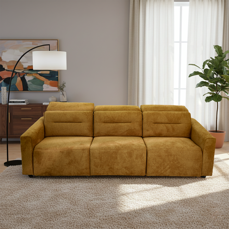 Falmouth Gold Fabric Power Slider Sofa from Ashcroft Furniture - Luna Furniture