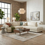 Glander Real Beige Leather Right-Facing Sectional from Ashcroft Furniture - Luna Furniture