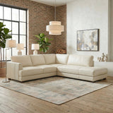 Glander Real Beige Leather Right-Facing Sectional from Ashcroft Furniture - Luna Furniture