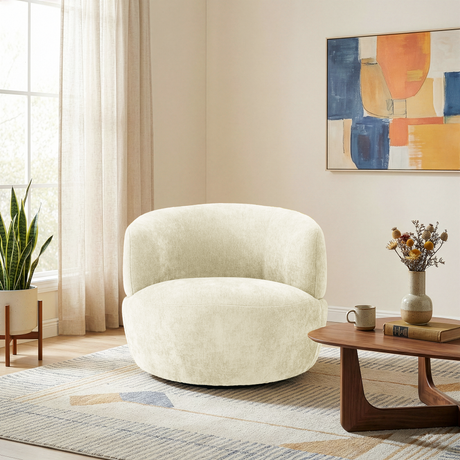 Thornton Sand Chenille Swivel Chair from Ashcroft Furniture - Luna Furniture