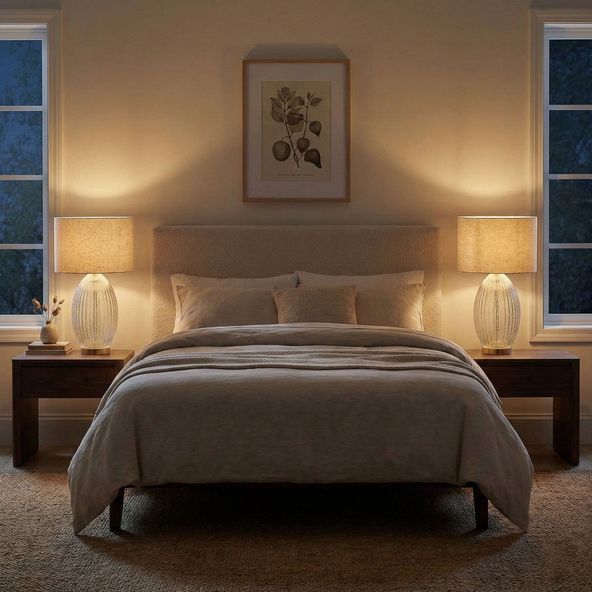 Aurora Ribbed Glass Lamp Base Clear Table Lamp Large Linen Shade from Ashcroft Furniture - Luna Furniture