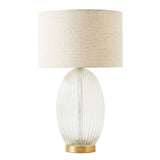 Aurora Ribbed Glass Lamp Base Clear Table Lamp Large Linen Shade from Ashcroft Furniture - Luna Furniture
