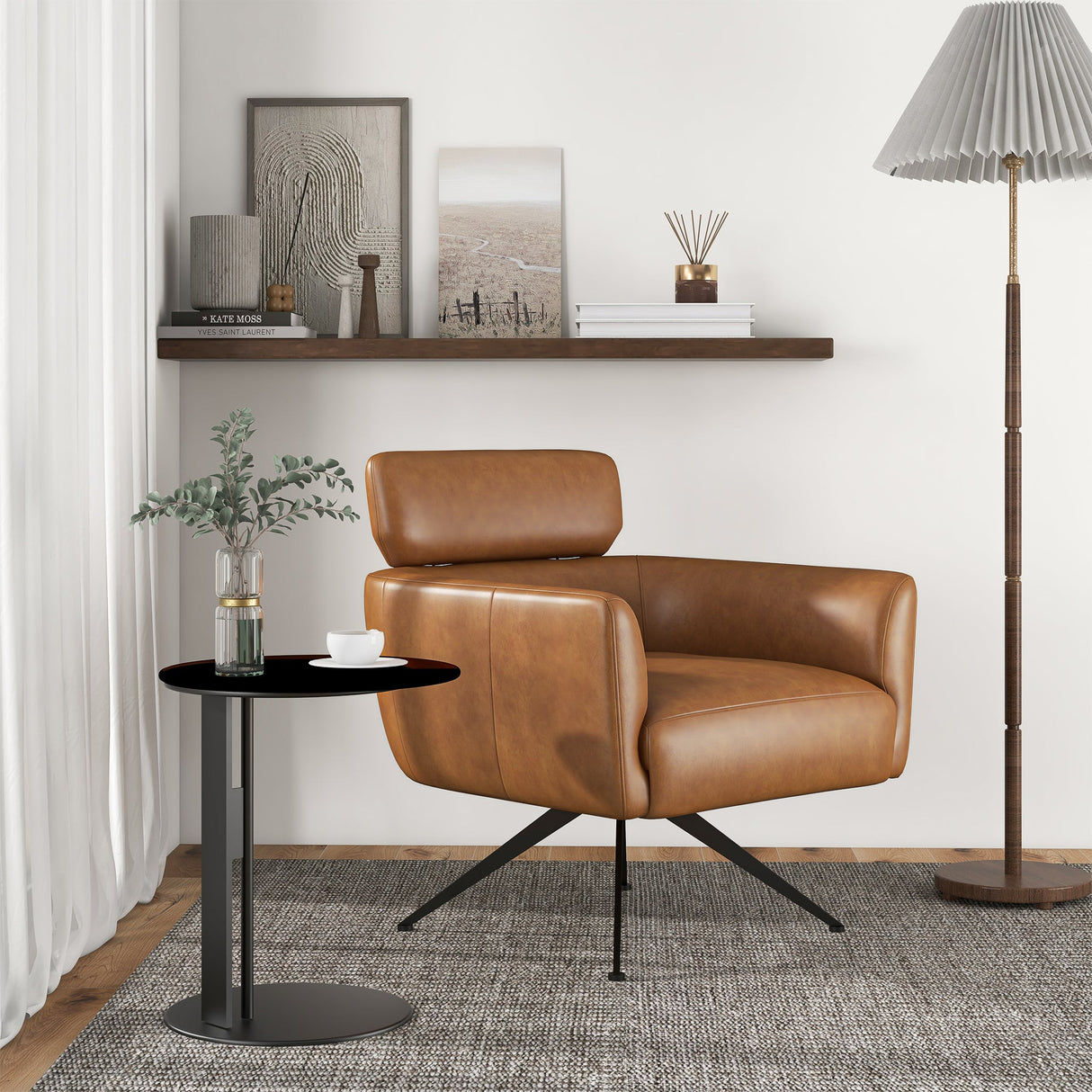 Camila Tan Leather Lounge Chair from Ashcroft Furniture - Luna Furniture