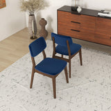 Mid-Century Modern Velvet Solid Back Side Chair (Set of 2) Teal Blue Velvet from Ashcroft Furniture - Luna Furniture