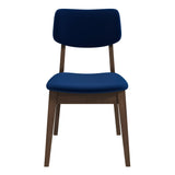 Mid-Century Modern Velvet Solid Back Side Chair (Set of 2) Teal Blue Velvet from Ashcroft Furniture - Luna Furniture