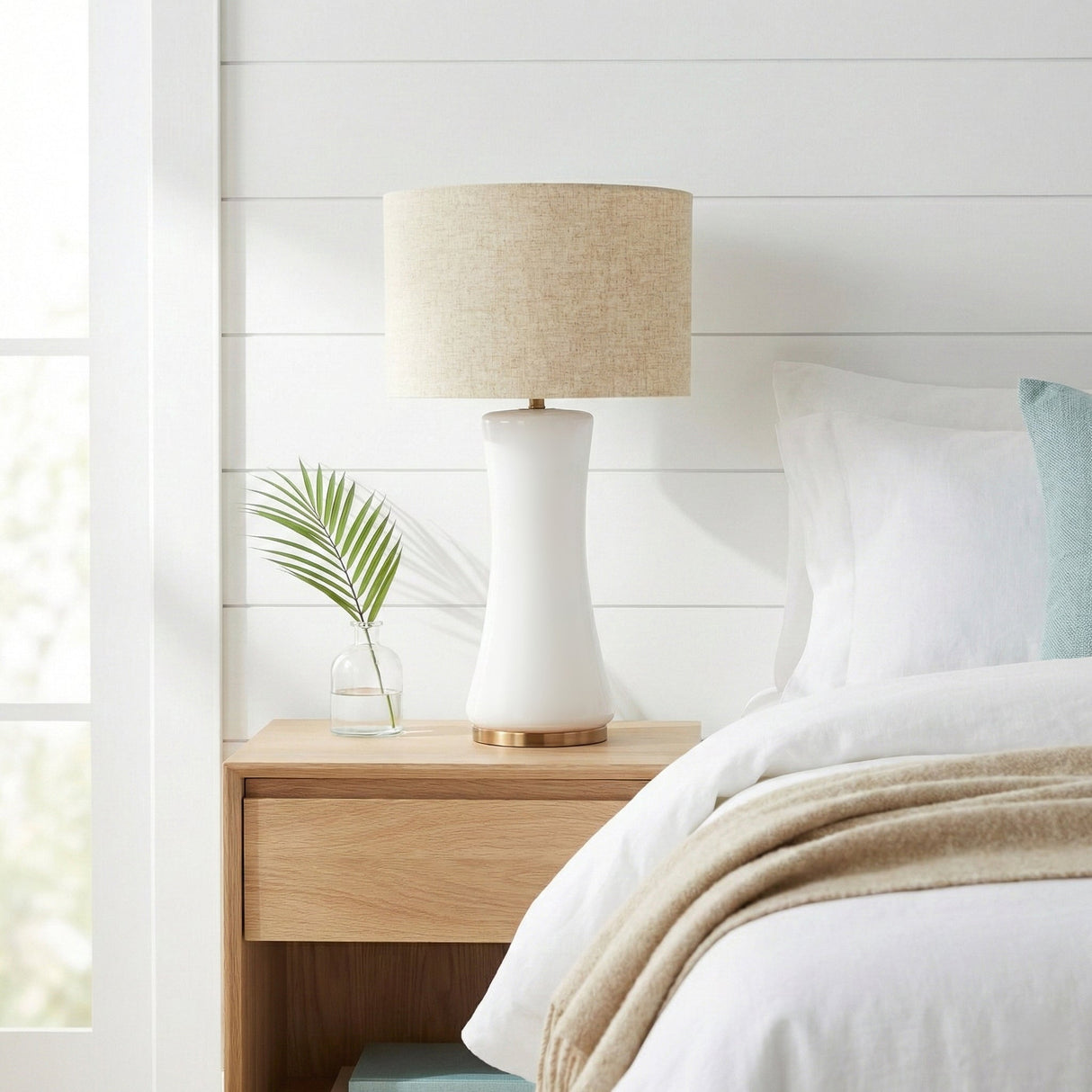Cascade Glass Lamp Golden Base Off White Glass Table Lamp from Ashcroft Furniture - Luna Furniture