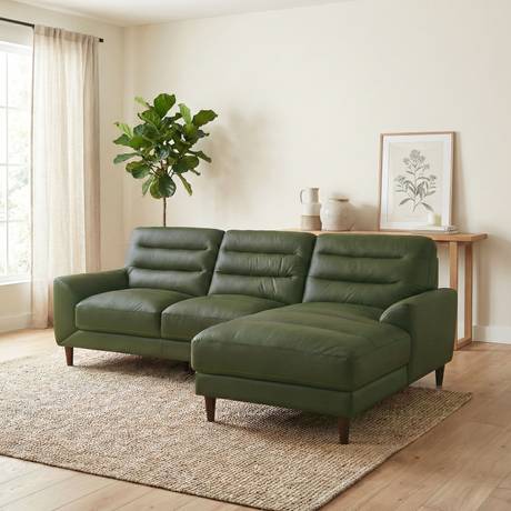 Clarion Genuine Green Leather Sectional Sofa with Chaise Lounge from Ashcroft Furniture - Luna Furniture