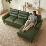 Clarion Genuine Green Leather Sectional Sofa with Chaise Lounge from Ashcroft Furniture - Luna Furniture