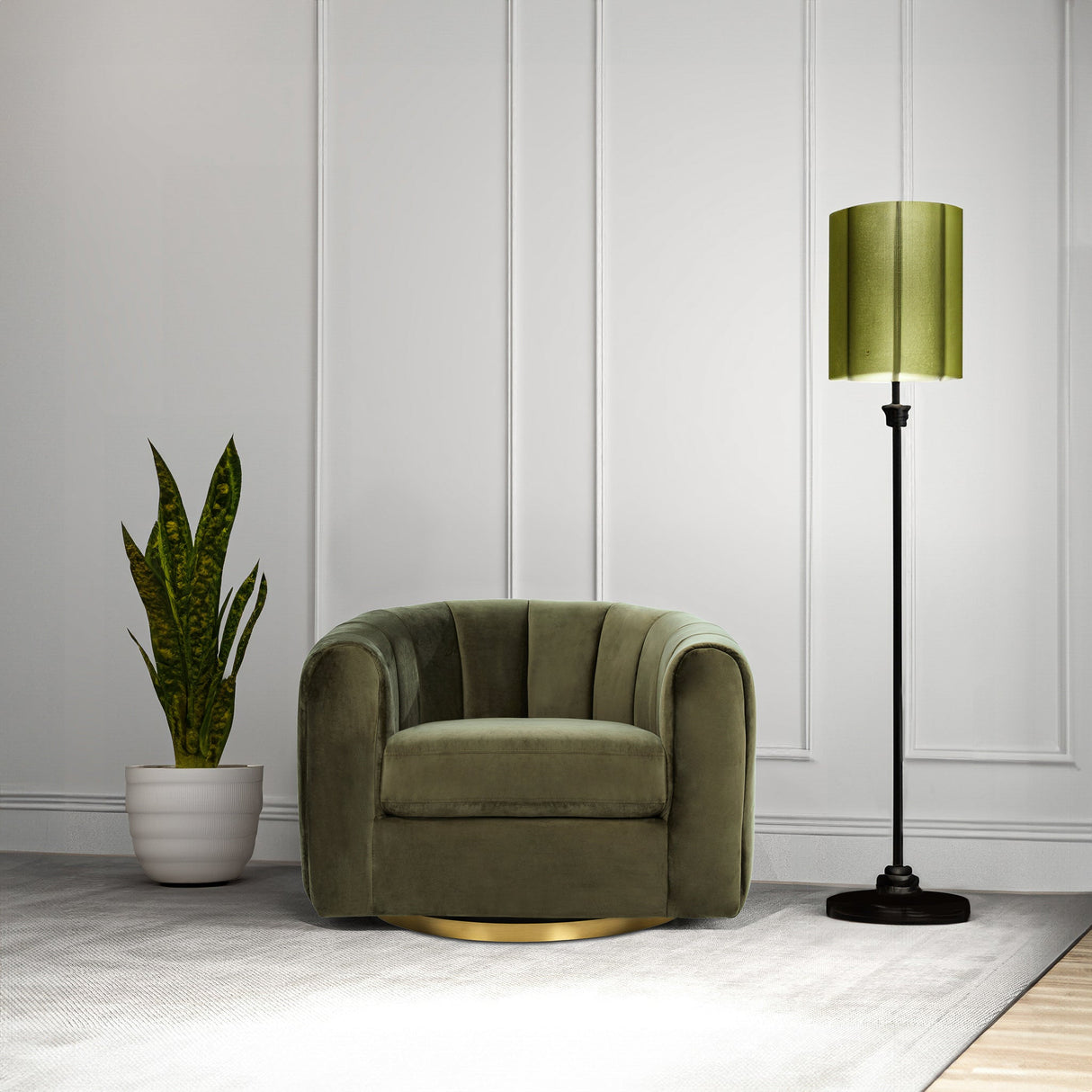 Cosey Green Velvet Swivel Chair from Ashcroft Furniture - Luna Furniture