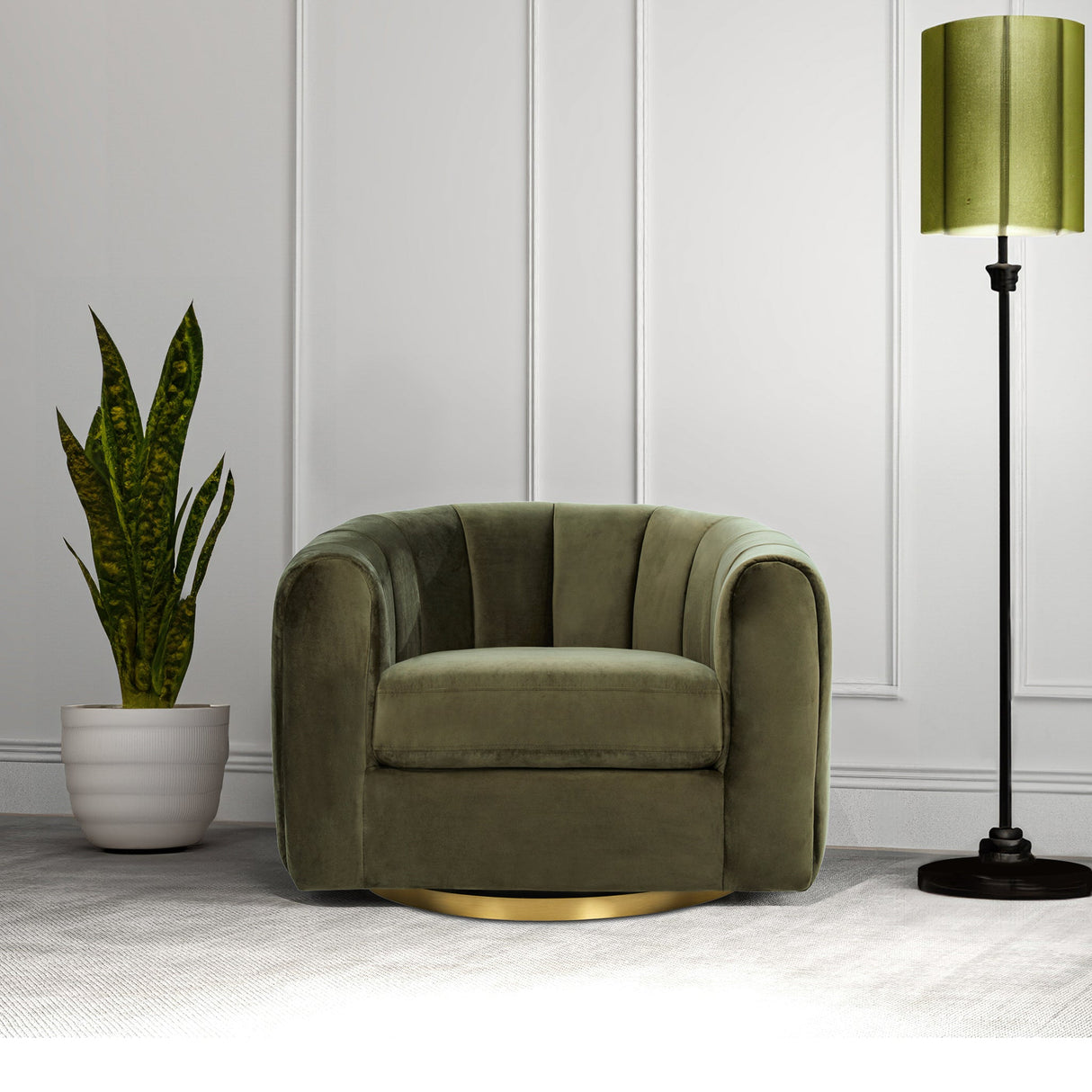Cosey Green Velvet Swivel Chair from Ashcroft Furniture - Luna Furniture