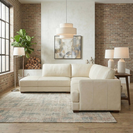 Glander Real Beige Leather Left-Facing Sectional from Ashcroft Furniture - Luna Furniture