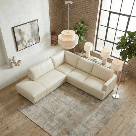 Glander Real Beige Leather Left-Facing Sectional from Ashcroft Furniture - Luna Furniture