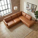 Glander Real Tan Leather Right-Facing Sectional from Ashcroft Furniture - Luna Furniture
