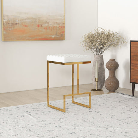 Joel Mid Century Modern Luxury Upholstered Stool 25.5" / Beige Boucle from Ashcroft Furniture - Luna Furniture