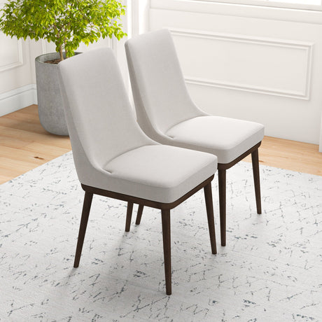 Kate Mid-Century Modern Dining Chair (Set of 2) Cream Polyester Blend from Ashcroft Furniture - Luna Furniture