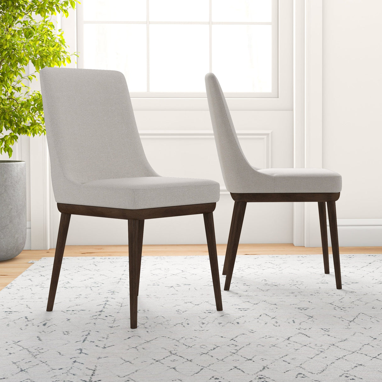 Kate Mid-Century Modern Dining Chair (Set of 2) Cream Polyester Blend from Ashcroft Furniture - Luna Furniture