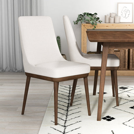 Kate Mid-Century Modern Dining Chair (Set of 2) Cream Polyester Blend from Ashcroft Furniture - Luna Furniture