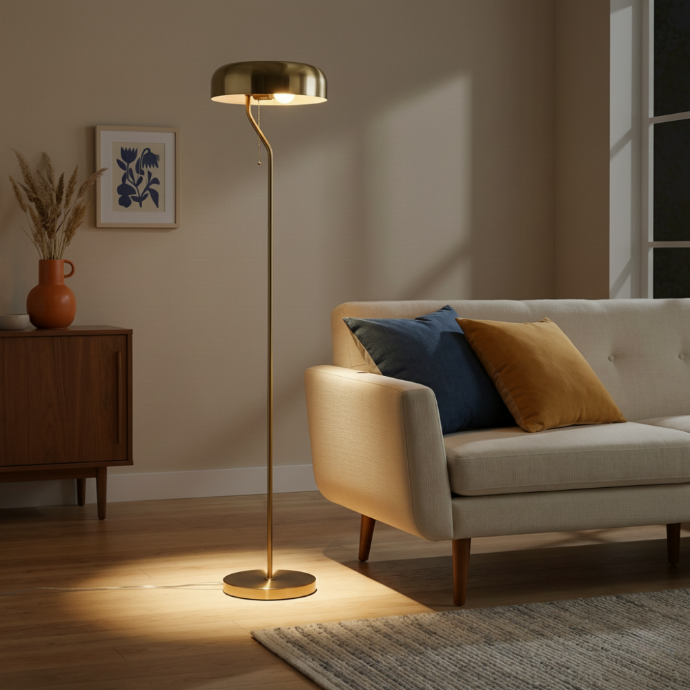 Spectra Floor Lamp - Gold outer and White inner from Ashcroft Furniture - Luna Furniture