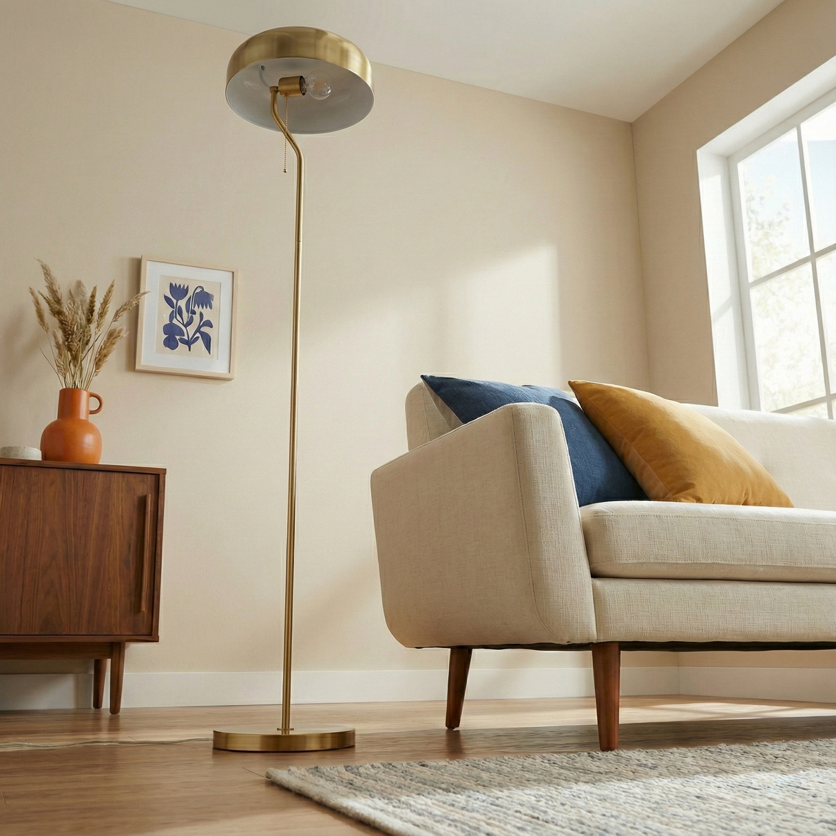 Spectra Floor Lamp - Gold outer and White inner from Ashcroft Furniture - Luna Furniture
