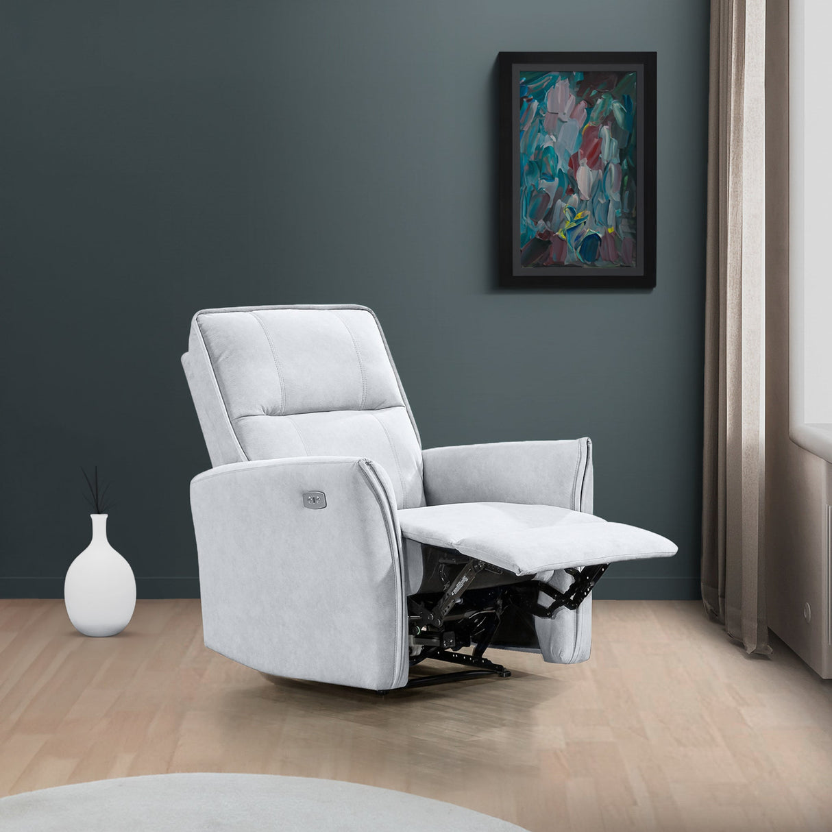 Asheville Grey Suede Recliner Chair from Ashcroft Furniture - Luna Furniture