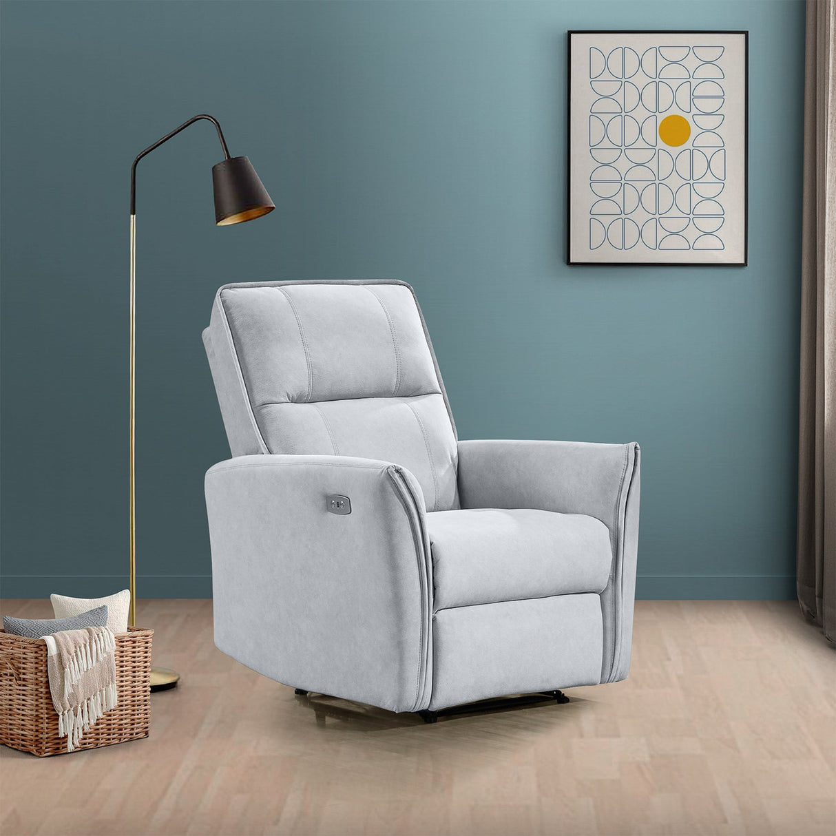 Asheville Grey Suede Recliner Chair from Ashcroft Furniture - Luna Furniture