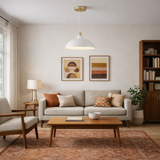 Astral Single Light White Pendant Lamp with Golder Brass Finish for Entrance Kitchen Island 14"D × 8"H from Ashcroft Furniture - Luna Furniture