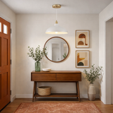 Astral Single Light White Pendant Lamp with Golder Brass Finish for Entrance Kitchen Island 14"D × 8"H from Ashcroft Furniture - Luna Furniture