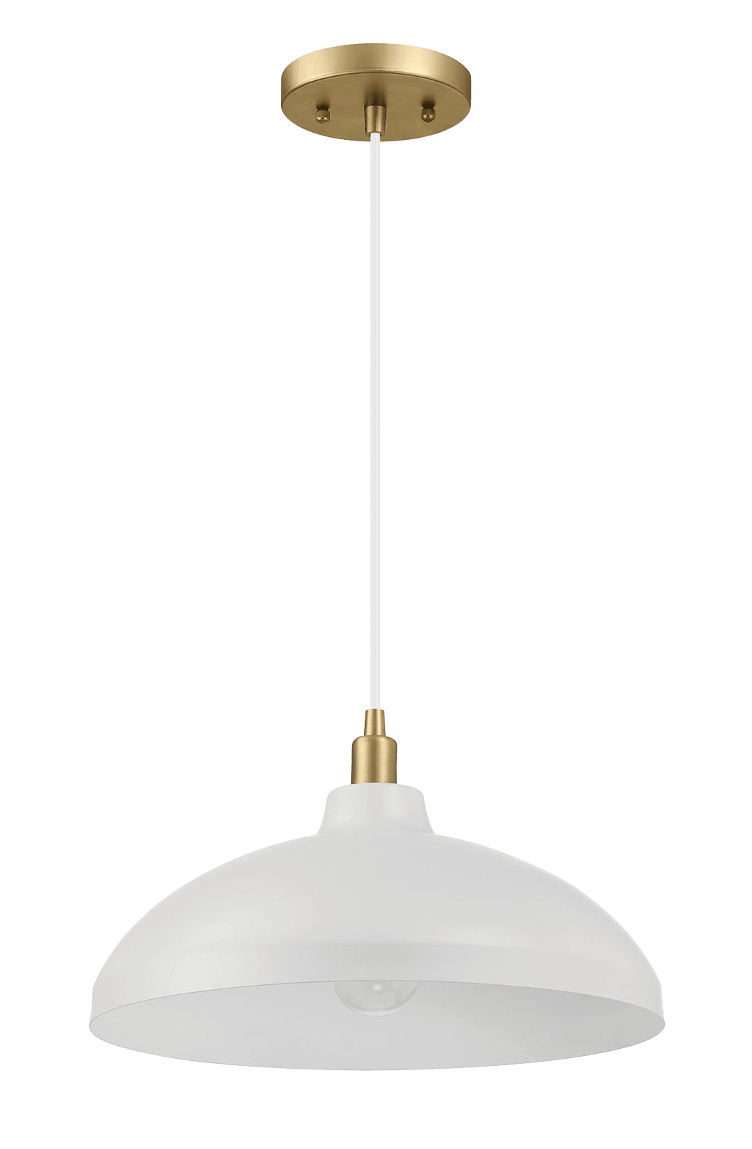 Astral Single Light White Pendant Lamp with Golder Brass Finish for Entrance Kitchen Island 14"D × 8"H from Midinmod - Luna Furniture