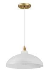 Astral Single Light White Pendant Lamp with Golder Brass Finish for Entrance Kitchen Island 14"D × 8"H from Midinmod - Luna Furniture