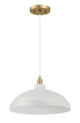 Astral Single Light White Pendant Lamp with Golder Brass Finish for Entrance Kitchen Island 14"D × 8"H from Midinmod - Luna Furniture