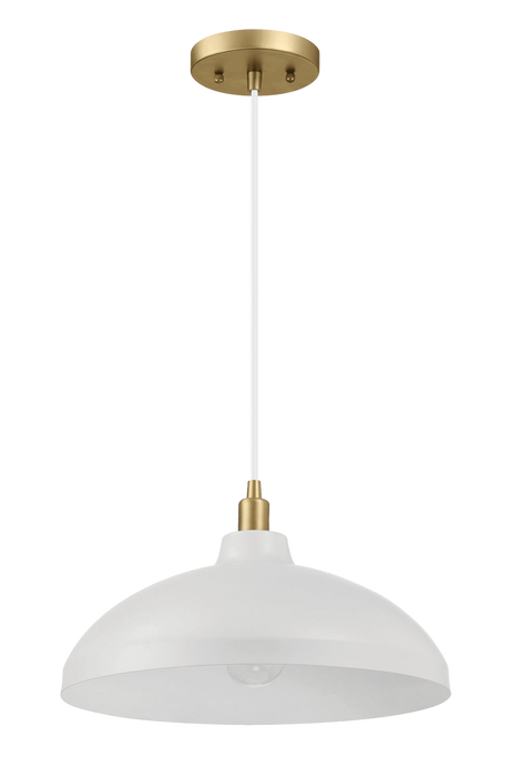 Astral Single Light White Pendant Lamp with Golder Brass Finish for Entrance Kitchen Island 14"D × 8"H from Midinmod - Luna Furniture